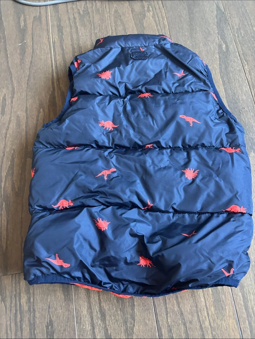 Gap Navy Puffer Vest Dinosaur Print